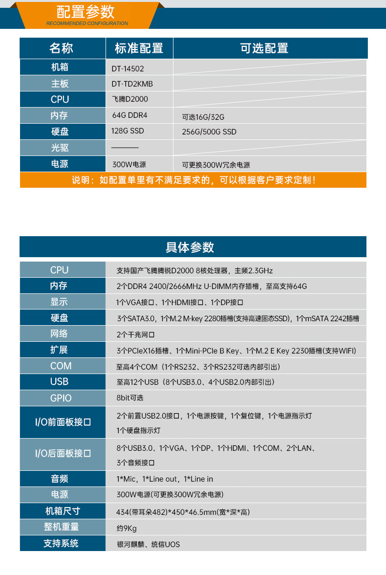 國產(chǎn)飛騰騰銳D2000 CPU,1U長坡鎮(zhèn)上架式長坡鎮(zhèn)工控機(jī),DT-14502-TD2KMB.jpg